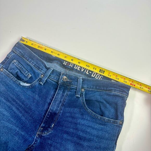 Devil Dog Men's 32x32 Dark Wash Slim Straight Fit Stretch Denim Jeans Everyday - Picture 7 of 9